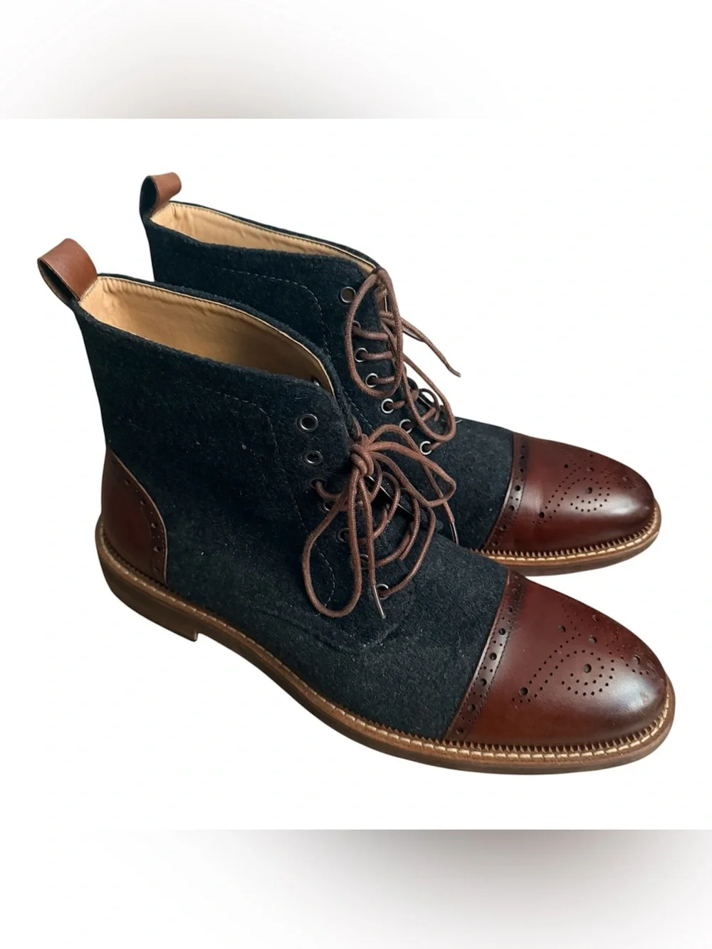 Joseph Abboud Charcoal Mahogany Lace Up Cap Toe Men's Ankle Boots Leather 12
